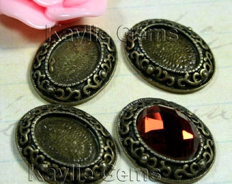 Oval 18x22mm Fits 10x14mm Cameo Cabochon Setting Frame Pendant Antique Brass  -FRM-14854AB - 4pcs
