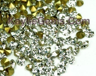 Rhinestone Chaton SS6/2mm, SS8.5/2.5mm, SS12/3mm, SS14/3.5mm, SS16/4mm Pointed back Foiled - Clear 72pcs/144pcs --Pick your size