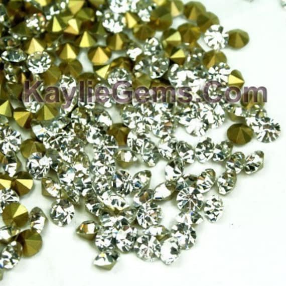 various sizes 1mm to 10mm Pointed Back Crystal Rhinestones Clear Chatons cone foiled