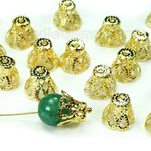 8mm - 12mm Filigree Basket Bead Caps Oro- Medio - 50pcs