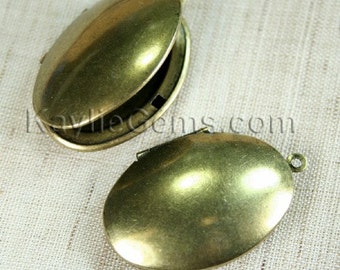 Oval Locket Plain Smooth Antique Brass-  LKOS-96AB - 2pcs