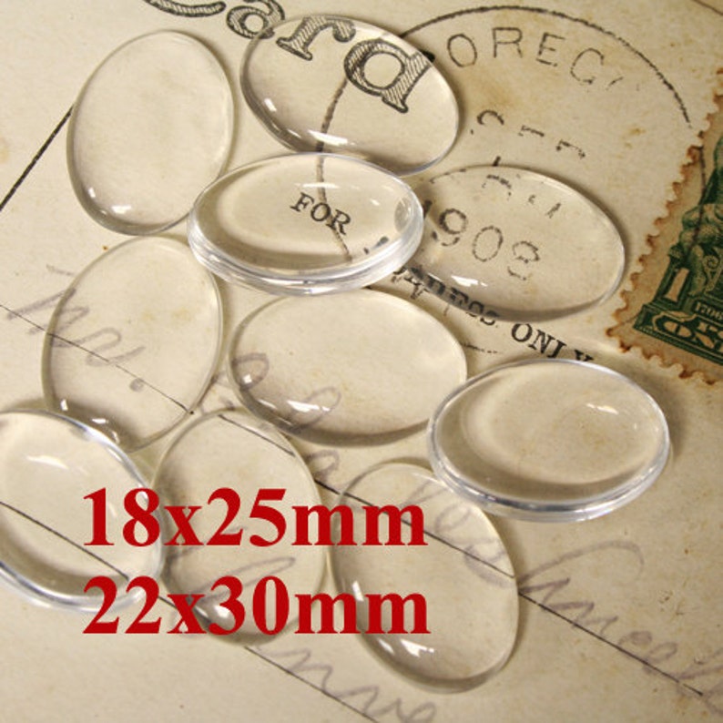 Oval Clear Glass Cabochon Flat Back Domes 18x25mm, 22x30mm image 1