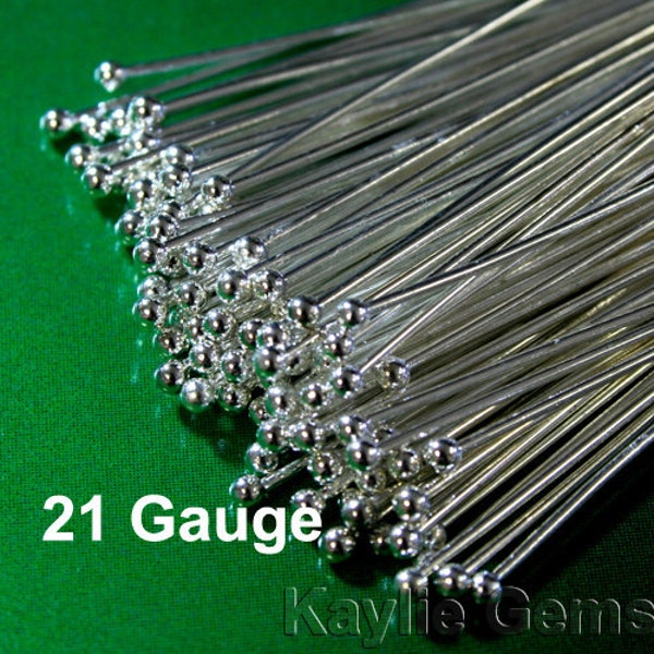 Head pins Ball Tip Head End Silver 50mm 2 inches, 21 Gauge, Thick Strong