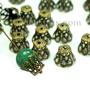 8-12mm Filigree Basket Bead Caps Antique Brass- Medium - 50pcs