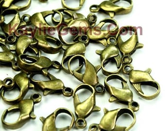 NEW Antique Brass Parrot Lobster Clasps 12mm - Strong -30pcs