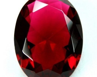 Glas Perle, Oval 18x25mm Unfoiled, wies zurück, facettierten FRONTPOLIERT - Rose Red-BR135 - 1 Stück