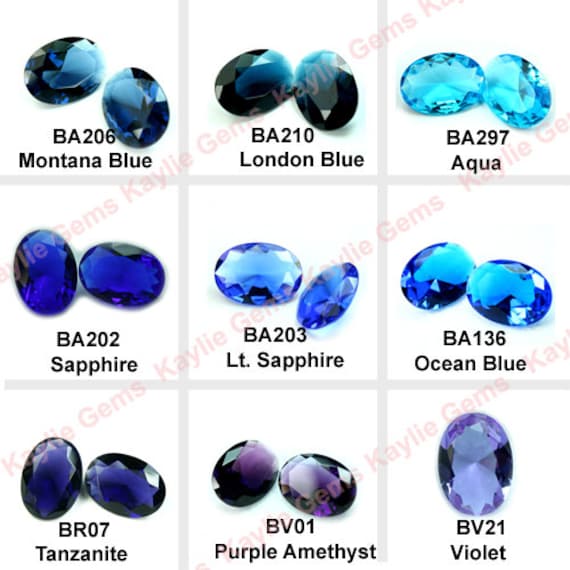 18x25 Oval Glass Jewel Faceted Diamond Cut Pointed Back Unfoiled -Blue, Purple, Sapphire, Aqua, Amethyst, Tanzanite, London, Montana -1pc