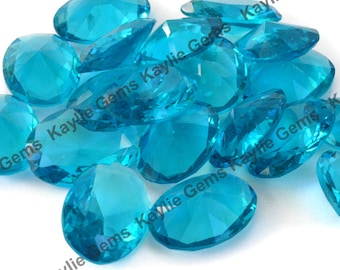 Blue Zircon 25x18mm Glass Jewel Gem Stone Oval Faceted Diamond Cut Pointed Back Unfoiled