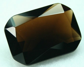 1 Pc Glass Jewel Octagon 18x25mm Faceted Diamond Cut Pointed Back, Unfoiled -Smokey BC04