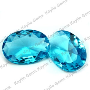 22x30mm OVAL Glass Jewel Pointed Back Unfoiled - Blue Topaz BA298 - 1pc