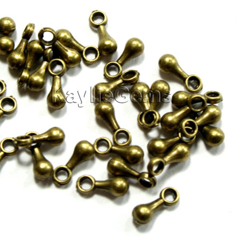 7mm Chain Ends Extension Teardrop Drop Droplet Extender Antique Brass, Antique Copper, Silver, Gold, Platinum 100pcs image 2