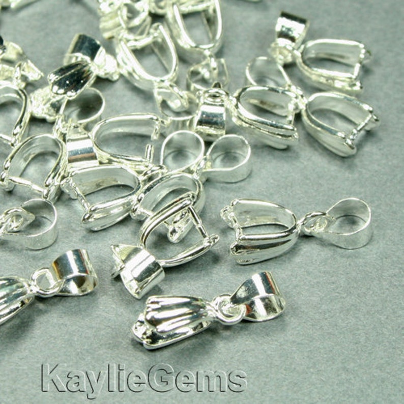10pc Quality Brass Pinch Bails Pendant Clasps 15mm Silver Etsy