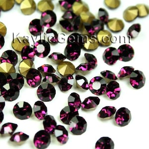 Rhinestone Chaton SS6 /2mm SS8.5/2.5mm, SS12/3mm, SS14/3.5mm, SS16/4mm, Pointed back Foiled - Amethyst -72 pcs - Pick your size
