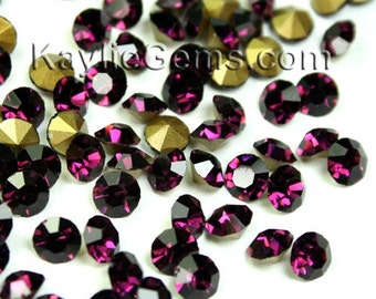 Rhinestone Chaton SS6 /2mm SS8.5/2.5mm, SS12/3mm, SS14/3.5mm, SS16/4mm, Pointed back Foiled - Amethyst -72 pcs - Pick your size