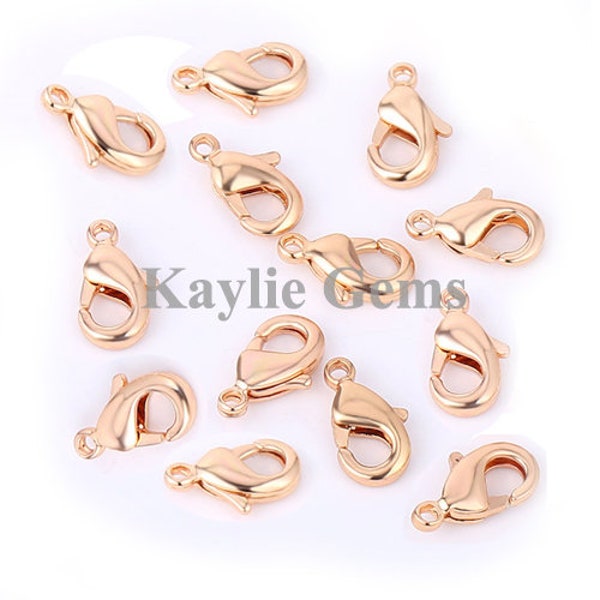 Lobster Clasps 9mm REAL Rose Gold Plated Over Solid Brass