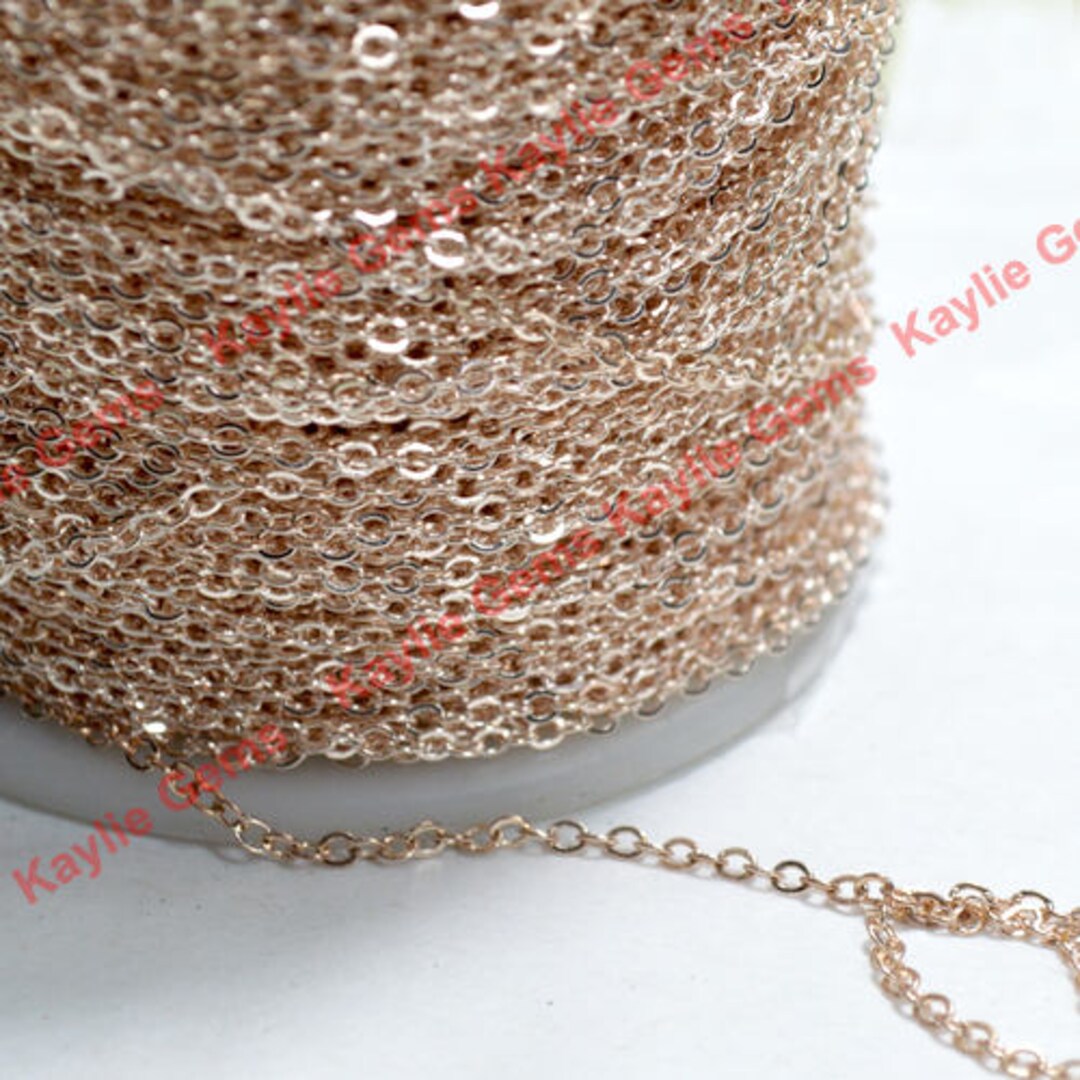 Premium Light Rose Peach Gold Plated Brass Chain Soldered
