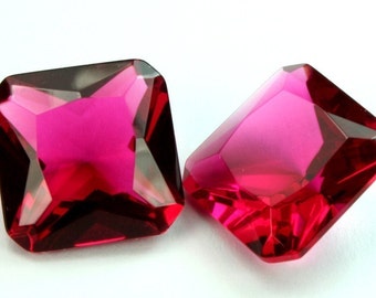 Glass Jewel Octagon Square 15x15mm Faceted Diamond Cut Pointed Unfoiled - Rose BR137