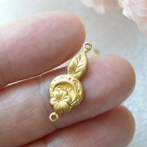 6 Flower Filigree Stamping 2 Ring Connector Raw Brass Baroque Victorian Style Premium Quality Made in USA