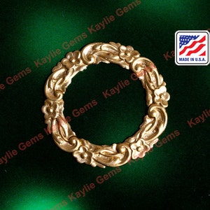 Victorian Floral Flower Wreath Ornate Round Circle Filigree Stamping Natural Brass SF326