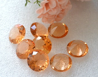 20mm Glass Jewel Stone Round Faceted Diamond Cut Pointed Back, Unfoiled  - Lt. Golden Topiz