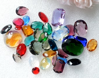 Sale - 35 Pieces Mix Glass Jewel Stones Various Shapes and Sizes, Aquarium Decoration,  Piret Treasure lot - Sale is Final