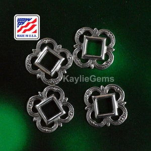 Filigree Square Stamping Art Nouveau Victorian Baroque Antique Silver OX, RM851