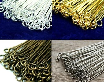 Szpilki oczkowe 2 cale 50 mm - złoto, srebro, antyczny mosiądz, antyczna miedź - 100 szt. - wykończenie Pick