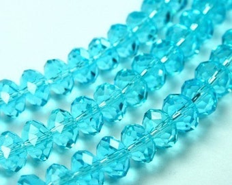 8x5.5mm Crystal Rondelle Beads - Aqua Blue - 24pcs