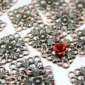 16mm Antique Copper Fancy Square Filigree Stamping Connector