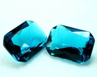 Glass Jewel 18x25mm Octagon Faceted Diamond Cut, Pointed Back, Unfoiled - Blue Zircon BA322 - 1pc