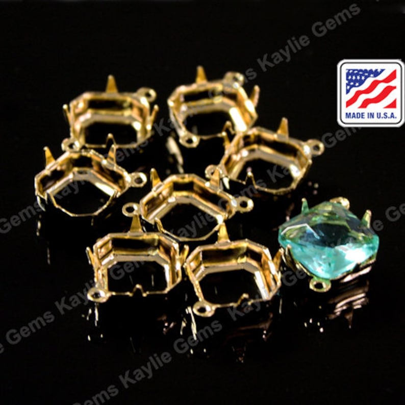 24K Gold Plated Brass Prong Setting 10x10 Octagon Fit Crystal Etsy