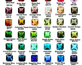 Glass Jewel 15x15mm Octagon Square Faceted Diamond Cut, Pointed Back, Unfoiled -You Choose Colors