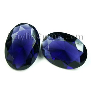 30x22 Oval Glass Jewel Large Faceted Diamond Cut Pointed Back Unfoiled -Tanzanite BR07 -1pc