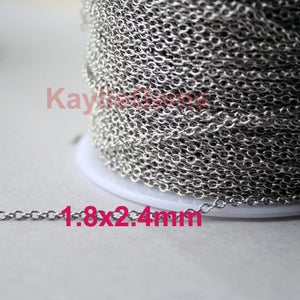 Platinum 1.8x2.4mm Fine Delicacy Soldered Strong Brass Oval Cross Link Chain