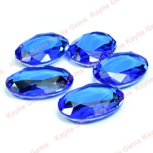 Glass Jewel 18x25mm Flat Oval Double Table Cut - Lt. Sapphire - 1 Piece