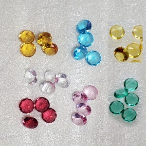 Glass Jewel 8mm Round Faceted Diamond Cut Pointed Back, Unfoiled - You Pick Colors