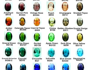 13x18mm Oval Glass Jewel Faceted Diamond Cut Pointed Back Unfoiled -Pick Your Colors