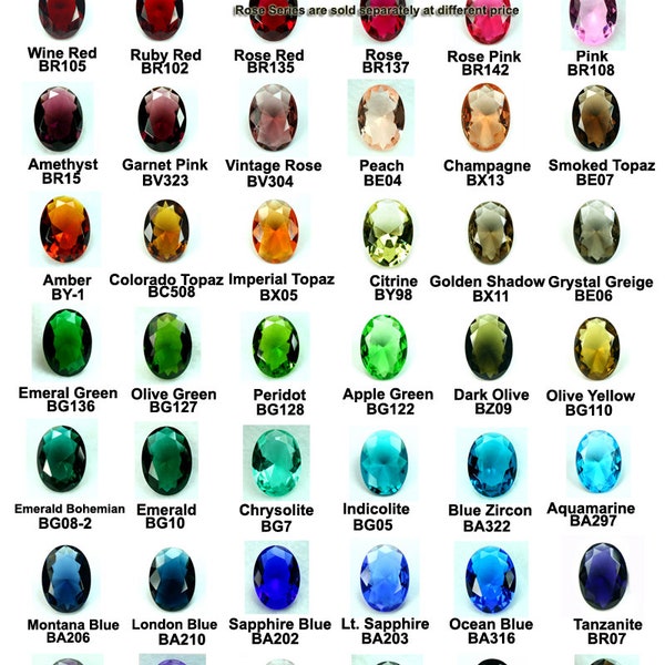 13x18mm Oval Glass Jewel Faceted Diamond Cut Pointed Back Unfoiled -Pick Your Colors