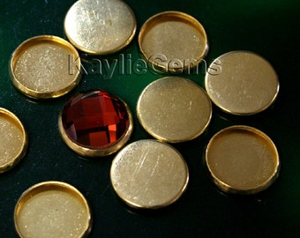 12 RAW BRASS Cabochon Cab Setting Round For 10mm cabs -ST-CB10MMRB