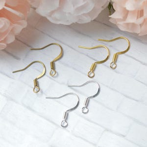 Earring Hook French Hook Fish Hook Plain Flat Coil Open Loop Brass Good Silver