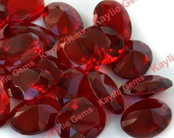 Wine Red Deep Red 25x18mm Glass Jewel Gem Stone Oval Faceted Diamond Cut Pointed Back Unfoiled