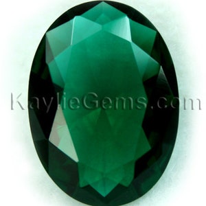 Glass Jewel 30x22mm Oval Faceted Diamond Cut Pointed Back Unfoiled - Emerald 1 Piece