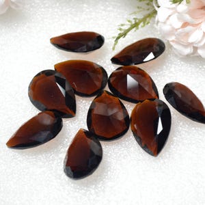 Sale Lot of 10 pcs 25x18 mm Tear Drop Pear Dark Smokey Glass Jewel Stone Pointed Back Unfoiled  Old Stock