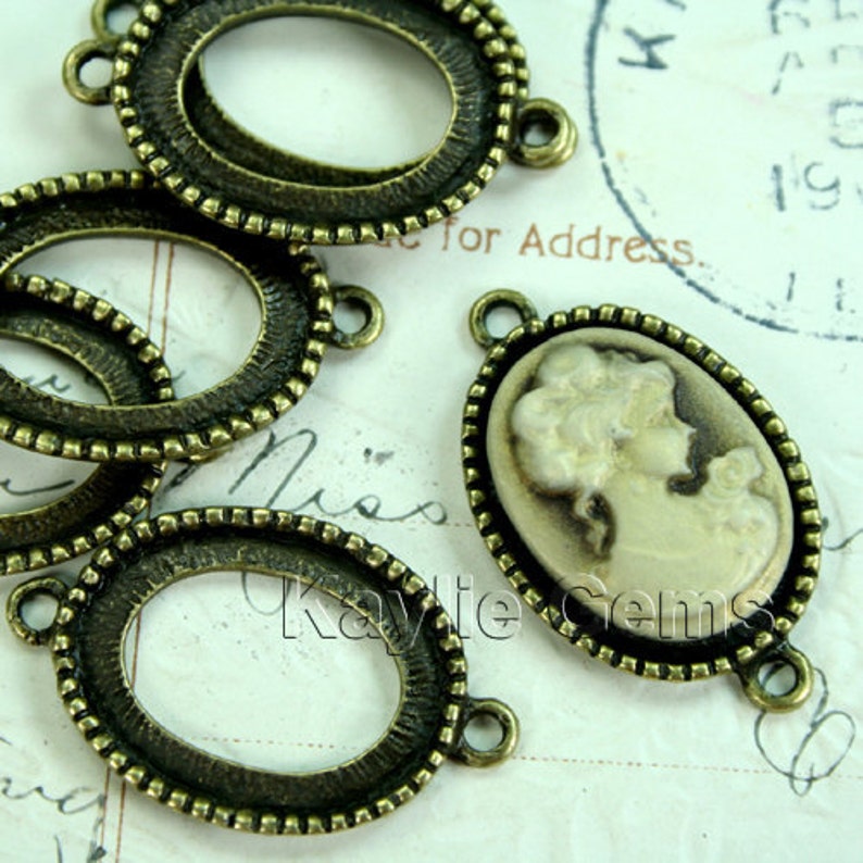 13x18 Antique Brass Camoe Cabochon Frame Setting Connectors 2 | Etsy