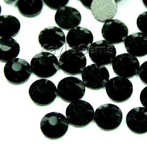 Crystal Rhinestone Flat Back Non- Hot Fix Glue On, SS6/2mm, SS8/2.4mm, SS10/2.8mm, SS12/3mm, SS16/4mm  - 72 pcs - Jet Black - Pick Size