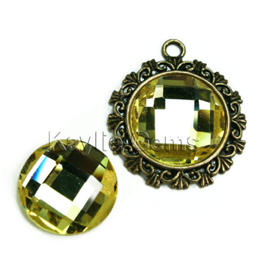 Cabochon En Verre Blanc Facetté - Pour Création Bijoux DIY - Occasion Bon État - Sans Marque