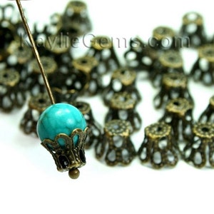 6mm Filigree Basket Bead Caps Antique Brass - Pequeño -100pcs