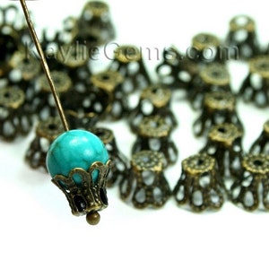 6mm Filigree Basket Bead Caps Antique Brass - Small -100pcs