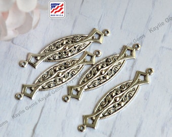 4 Flower Filigree Stamping Connector Raw Brass Baroque Victorian Style Premium Quality USA G5415RB