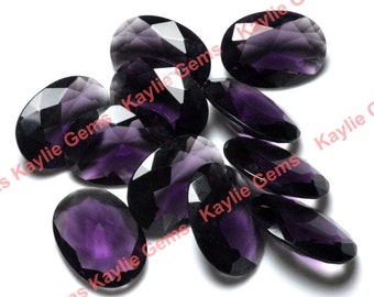 Glass Jewel 25x18mm Oval Faceted Diamond Cut, Pointed Back, Unfoiled - Amethyst BV01 - 1pc